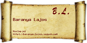 Baranya Lajos névjegykártya